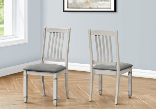 Dining Chair, 38″ Height, Set Of 2, Side, Upholstered, Kitchen, Dining Room, Antique Grey, Grey Fabric, Transitional