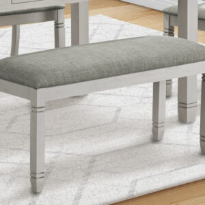 Bench, 41" Rectangular, Kitchen, Dining Room, Entryway, Bedroom, Upholstered, Wood, Grey Solid Wood, Grey Fabric, Transitional