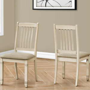 Dining Chair, 38" Height, Set Of 2, Side, Upholstered, Kitchen, Dining Room, Antique White, Beige Linen Look, Transitional