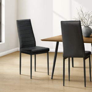 Black metal 2-piece leather-look dining chair