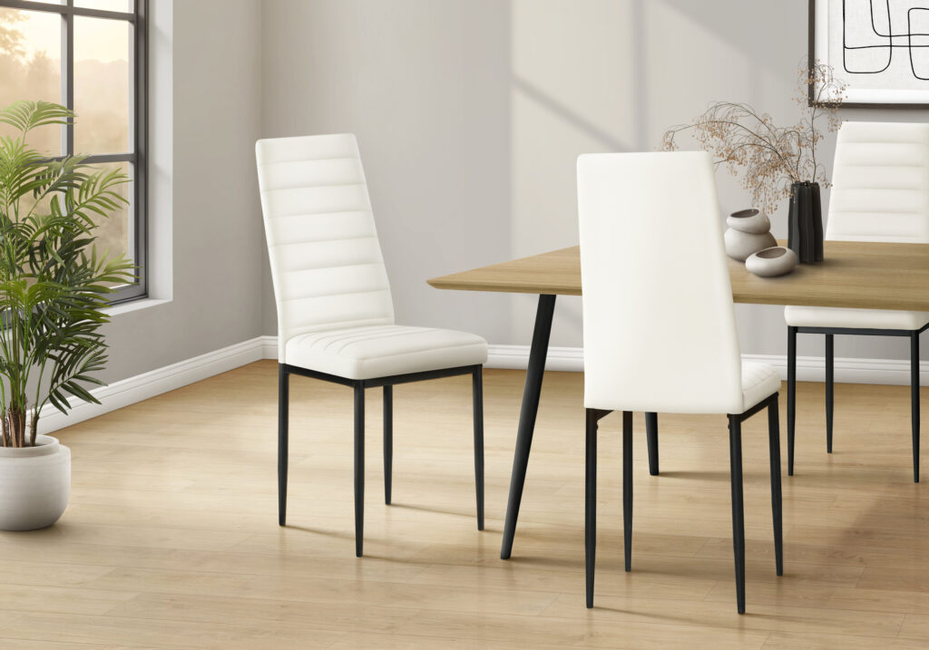 White metal 2-piece leather-look dining chair