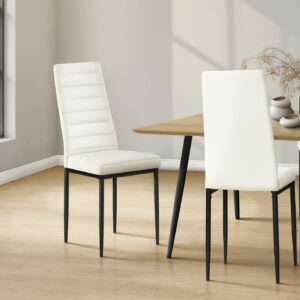 White metal 2-piece leather-look dining chair