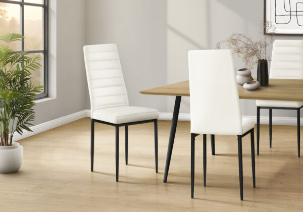 White metal 2-piece leather-look dining chair