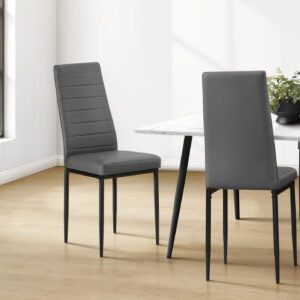 Dark grey metal 2-piece leather-look dining chair