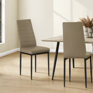 Dark taupe metal 2-piece leather-look dining chair