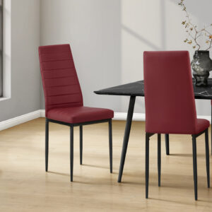 Red metal 2-piece leather-look dining chair