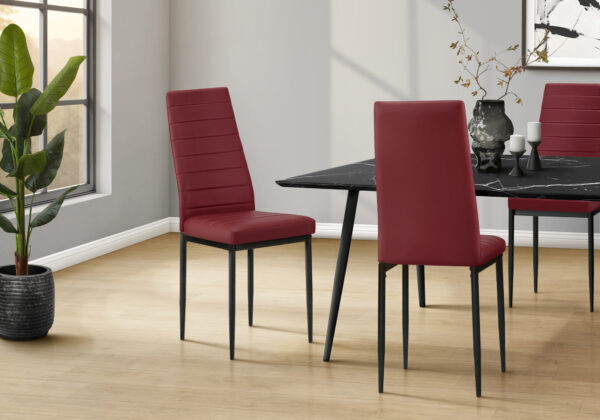 Red metal 2-piece leather-look dining chair