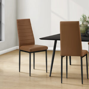 Cognac metal 2-piece leather-look dining chair