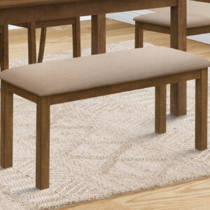 Bench, 42" Rectangular, Wood, Upholstered, Dining Room, Kitchen, Entryway, Brown And Beige, Transitional