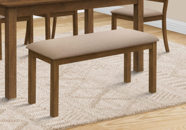 Bench, 42″ Rectangular, Wood, Upholstered, Dining Room, Kitchen, Entryway, Brown And Beige, Transitional