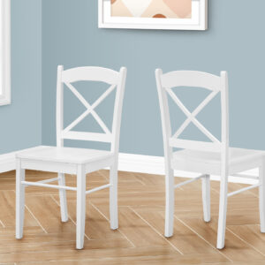 Dining Chair, Set Of 2, Side, Kitchen, Dining Room, White, Wood Legs, Transitional