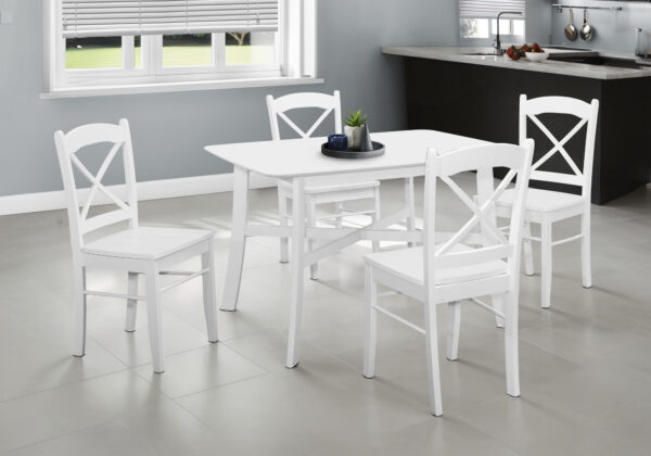 Dining Table, 48″ Rectangular, Small, Kitchen, Dining Room, White Veneer, Wood Legs, Transitional