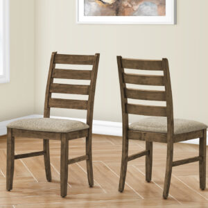 Dining Chair, 38" Height, Dining Room, Kitchen, Set Of 2, Side, Upholstered, Antique Brown, Brown Fabric, Transitional