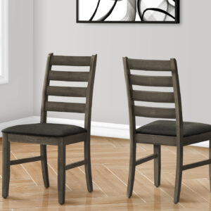 Dining Chair, 38" Height, Dining Room, Kitchen, Set Of 2, Side, Upholstered, Antique Grey, Grey Fabric, Transitional