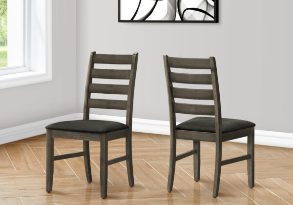 Dining Chair, 38″ Height, Dining Room, Kitchen, Set Of 2, Side, Upholstered, Antique Grey, Grey Fabric, Transitional