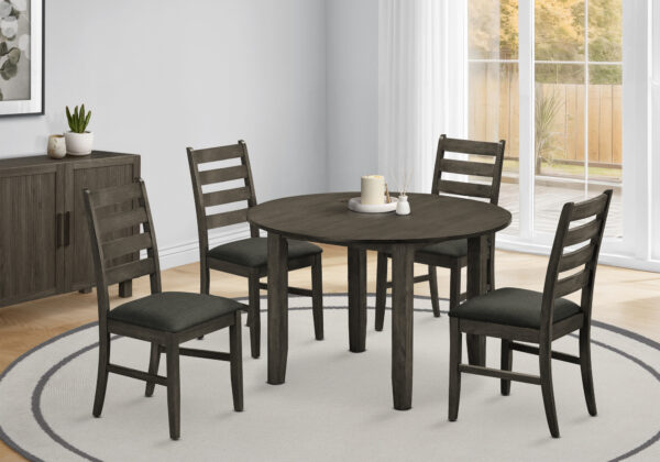 Dining Table, 48″ Round, Veneer Top, Dining Room, Kitchen, Grey Veneer, Transitional