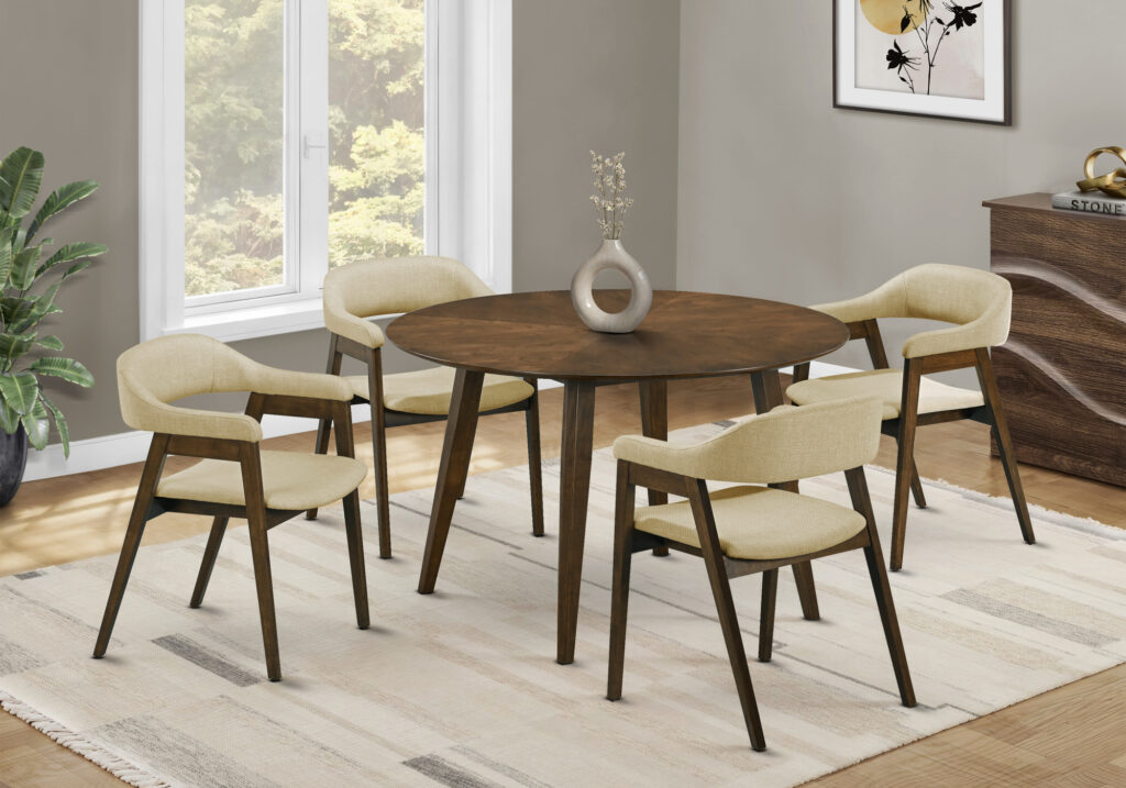 Brown walnut veneer dining table