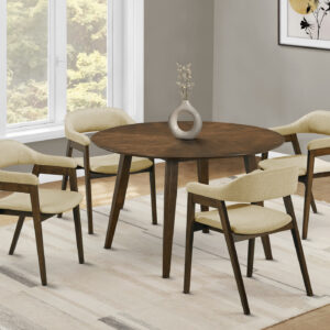 Brown walnut veneer dining table