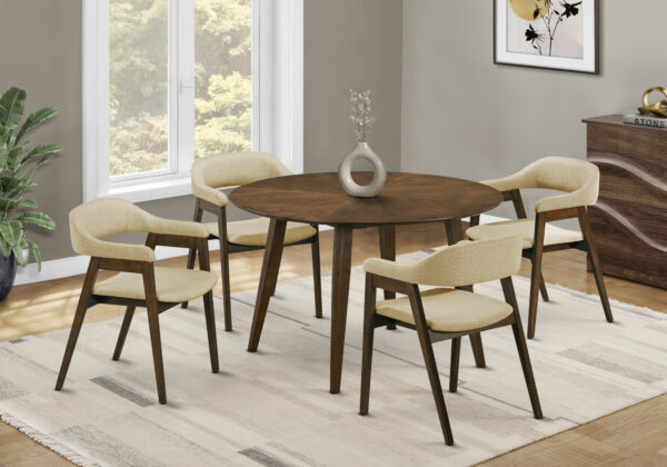 Brown walnut veneer dining table