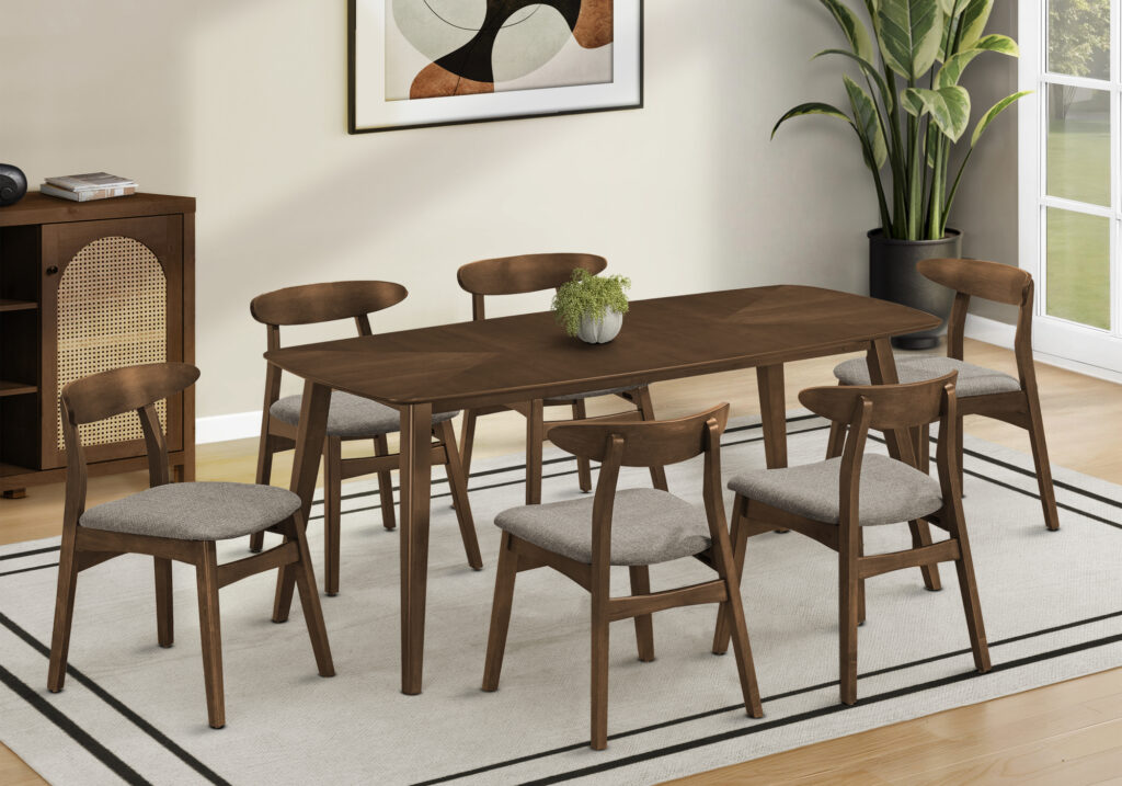 Brown walnut veneer dining table