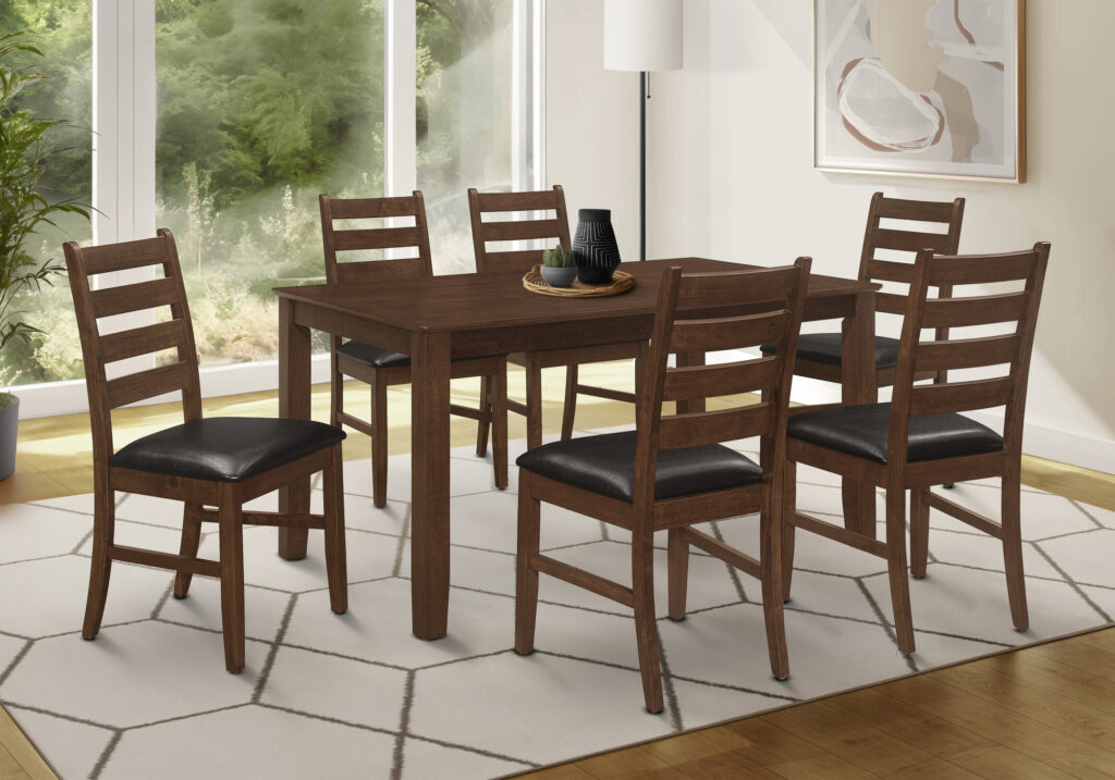 Brown veneer dining table