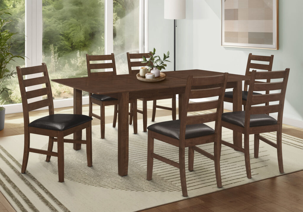 Brown veneer extension panel dining table