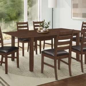 Brown veneer extension panel dining table