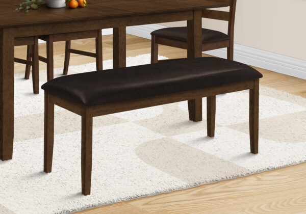 Bench, 48″ Rectangular, Dining Room, Entryway, Hallway, Kitchen, Upholstered, Wood, Brown Solid Wood, Brown Leather-look, Transitional