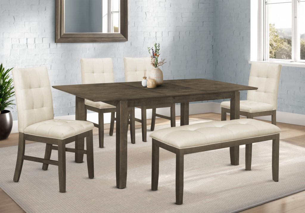 Grey veneer extension panel dining table