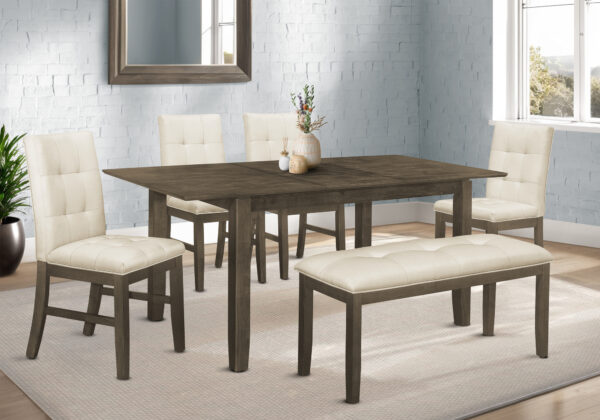 Grey veneer extension panel dining table