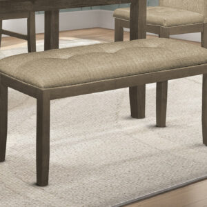 Bench, 44" Rectangular, Dining Room, Entryway, Kitchen, Hallway, Upholstered, Wood, Brown Fabric, Grey Solid Wood, Transitional