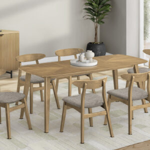 Light walnut veneer dining table