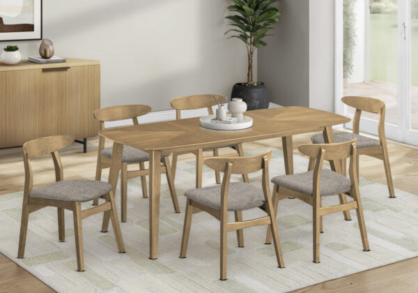 Light walnut veneer dining table