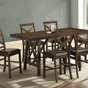 Dark walnut veneer counter height dining table