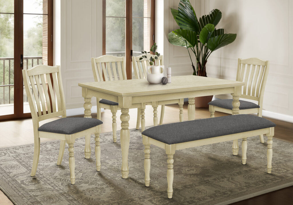 Antique grey veneer dining table