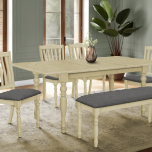 Antique grey veneer extension dining table