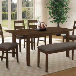 Brown walnut extension panel dining table