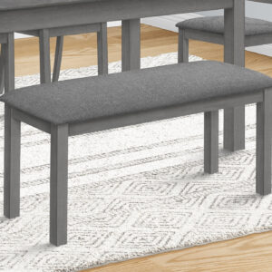 Bench, 42" Rectangular, Wood, Upholstered, Dining Room, Kitchen, Entryway, Grey, Transitional
