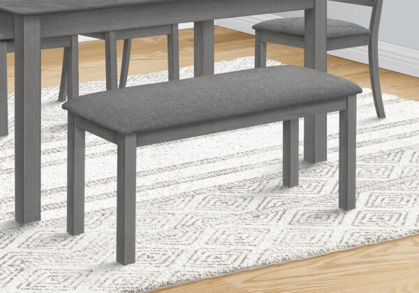 Bench, 42″ Rectangular, Wood, Upholstered, Dining Room, Kitchen, Entryway, Grey, Transitional