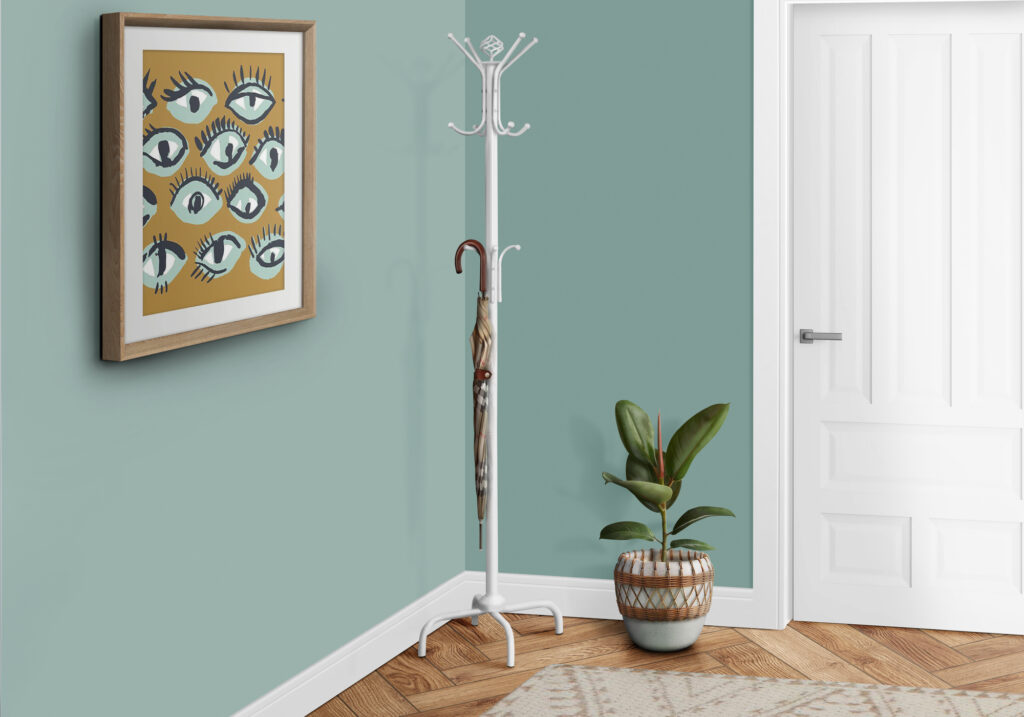 White metal coat rack