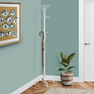 White metal coat rack