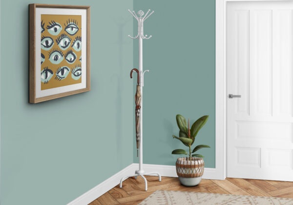 White metal coat rack