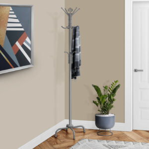 Silver metal coat rack