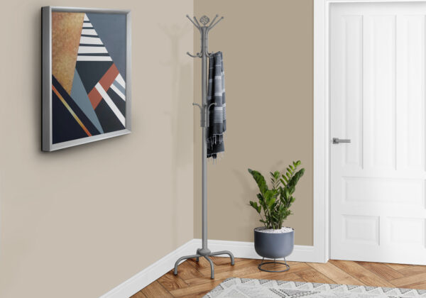 Silver metal coat rack