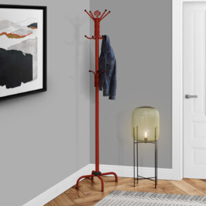 Red metal coat rack