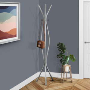 Silver metal contemporary style coat rack
