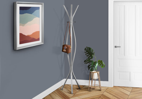Silver metal contemporary style coat rack