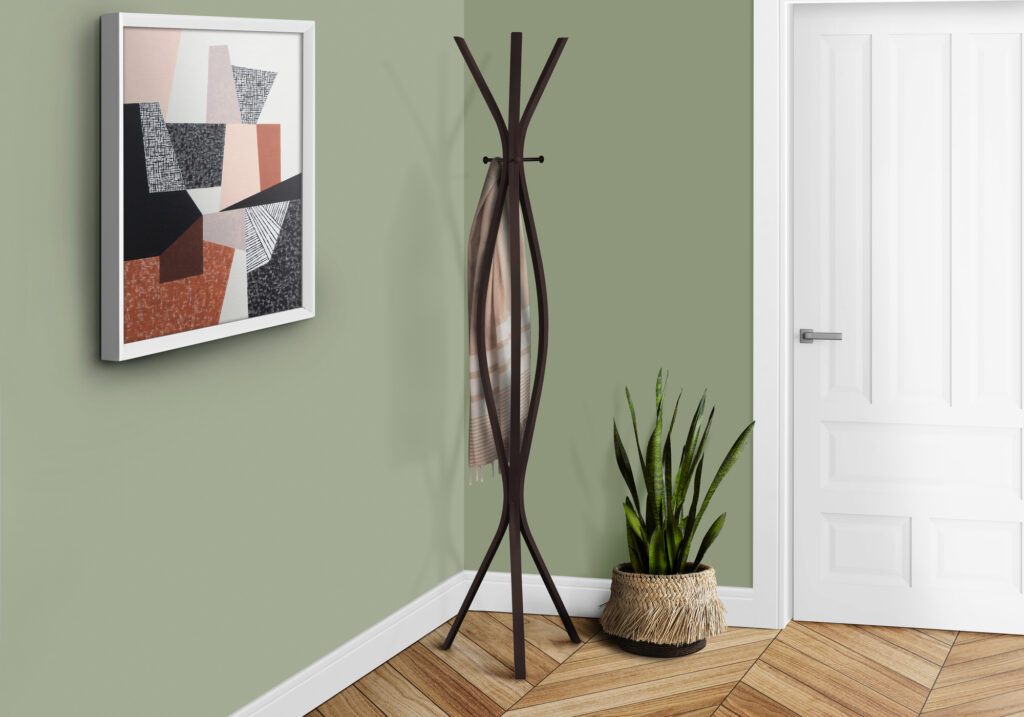 Espresso metal contemporary style coat rack