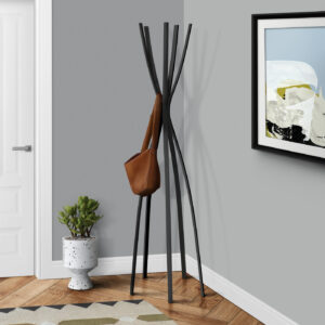 Black metal satin contemporary style coat rack