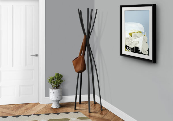 Black metal satin contemporary style coat rack
